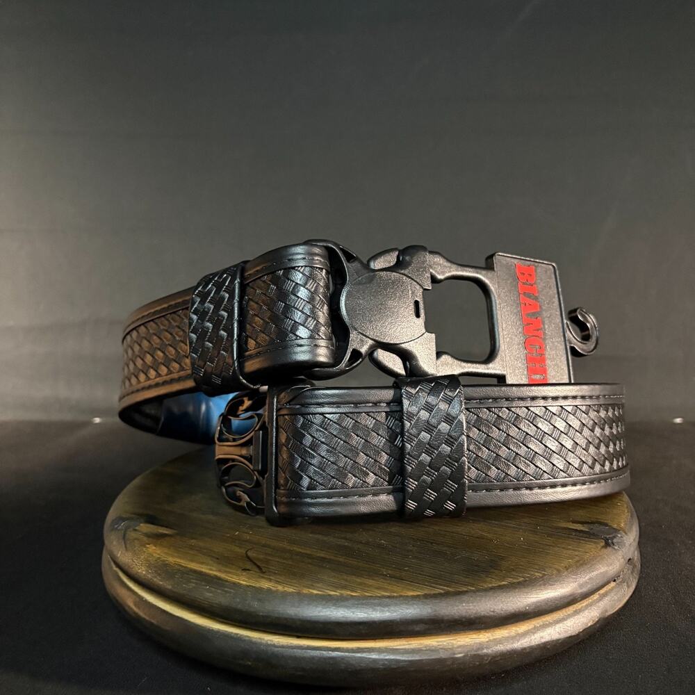 Bianchi 7980 Duty Belt Size 28"-34" Accumold Black Basketweave Leather 2" Wide